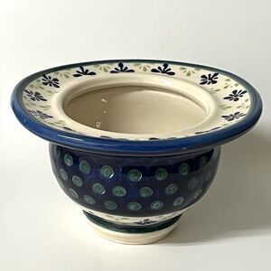 Boleslawiec Poland Floral Design Hand Painted Ceramic Polish Pottery Oval Bowl